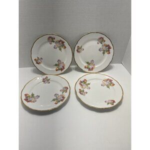1930s Embassy Ware 4 Salad Plates Fondeville England Bone China Floral